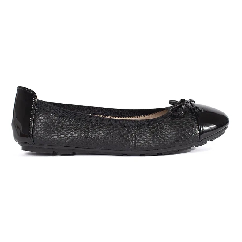 Ballerine da donna in vernice nera con fiocco nero