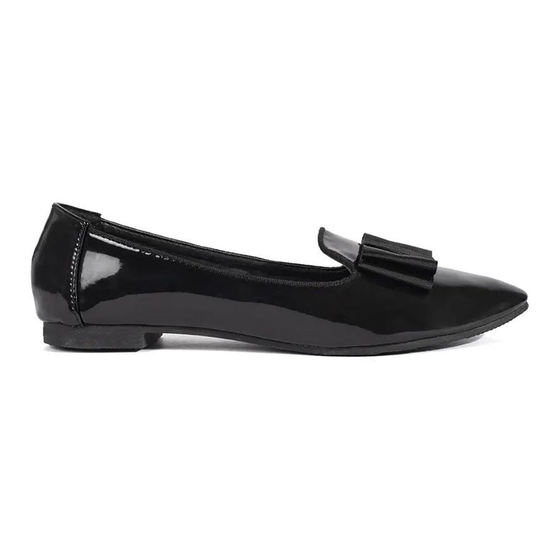 Ballerine in vernice nera con fiocco nero