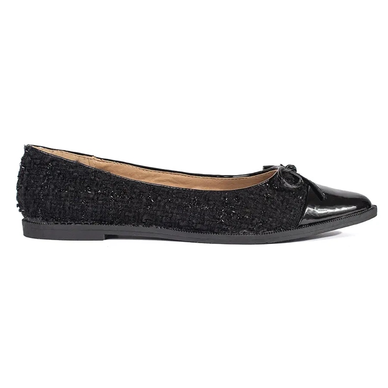 Ballerine nere glitterate con fiocco nero