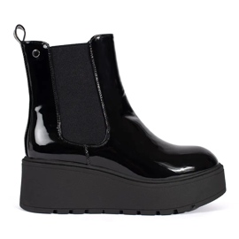 Seastar Stivaletti Chelsea da donna in vernice nera con zeppa nero