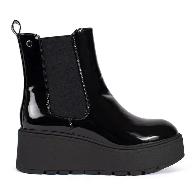 Seastar Stivaletti Chelsea da donna in vernice nera con zeppa nero