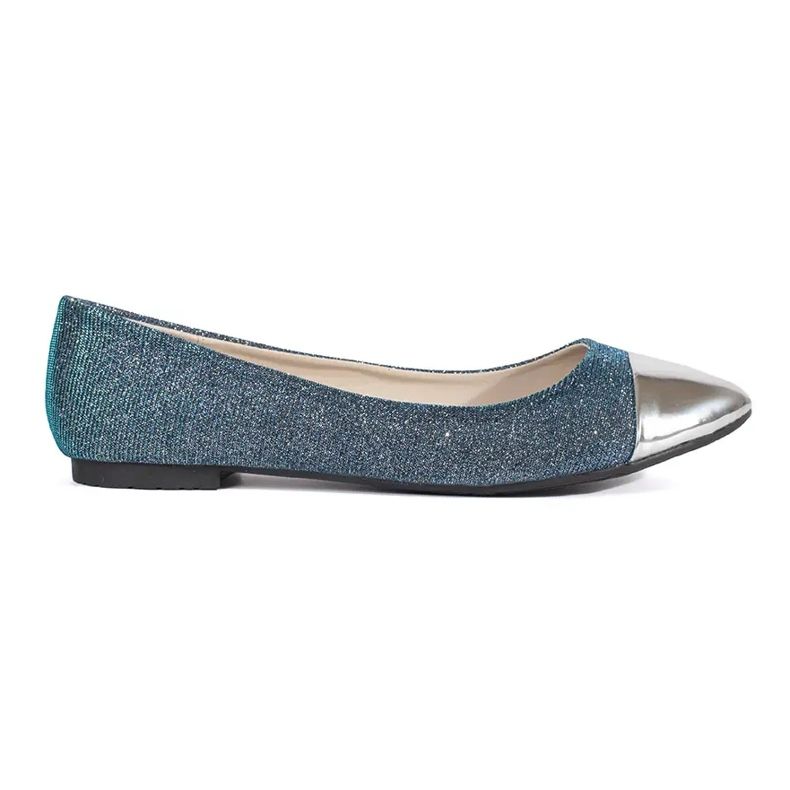Ballerine blu lucide con punta argentata