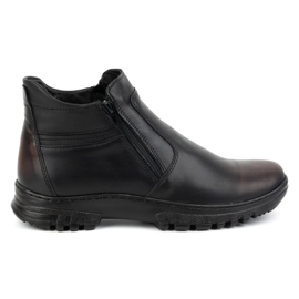 Scarpe invernali da uomo in pelle POLBUT con cerniera 2128S kabir nero