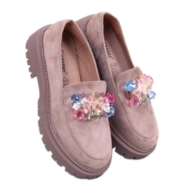Seastar Mocassini da donna con plateau e pietre beige-kaki