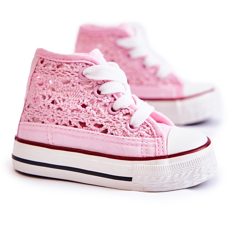 Girls 'Openwork High Pink Sneaker rosa