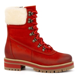 ButBal Stivali in pelle da donna, stivali invernali isolanti, 329 Rosso