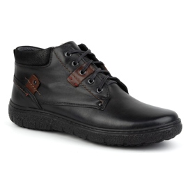 Scarpe invernali da uomo in pelle isolante KAMPOL 108/15 nere nero
