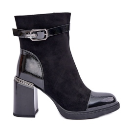 S.Barski Stivali isolanti da donna con tacco alto con fibbia decorativa D&amp;A MR880-085 neri nero