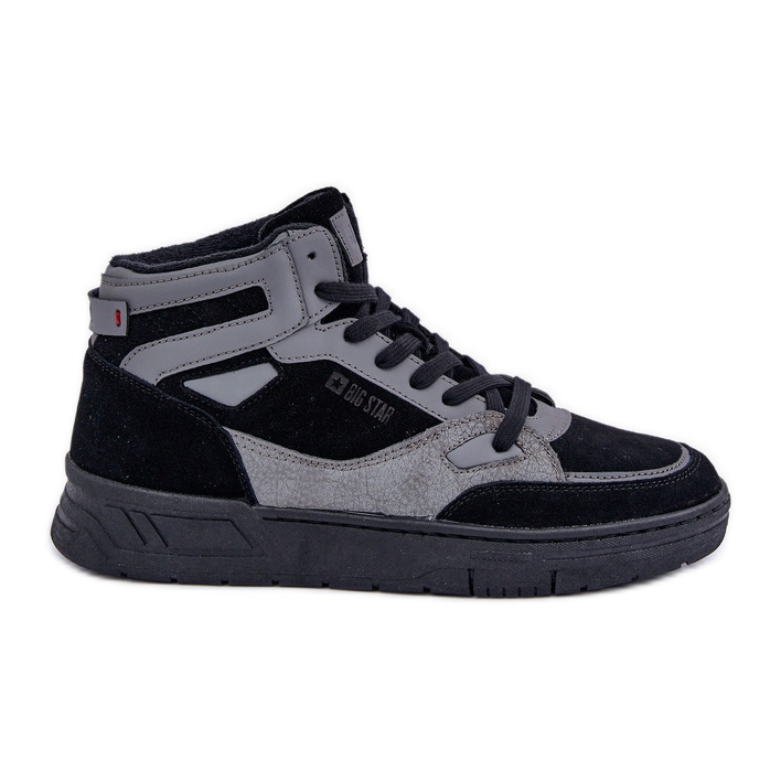Sneakers da uomo in pelle scamosciata Big Star OO174303 Hi-Poly System Nero-Grigio