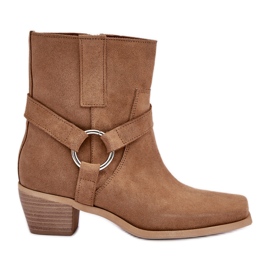 Stivali con tacco alto in camoscio naturale Zazoo 3444/2 Beige