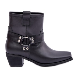 Stivali con tacco alto in pelle naturale Zazoo 3444/2 Nero