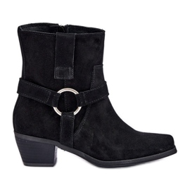 Stivali con tacco alto in pelle scamosciata naturale Zazoo 3444/2 Nero