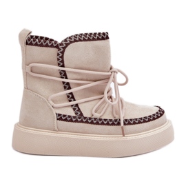 Doposci da donna con ricamo sul plateau, colore beige chiaro