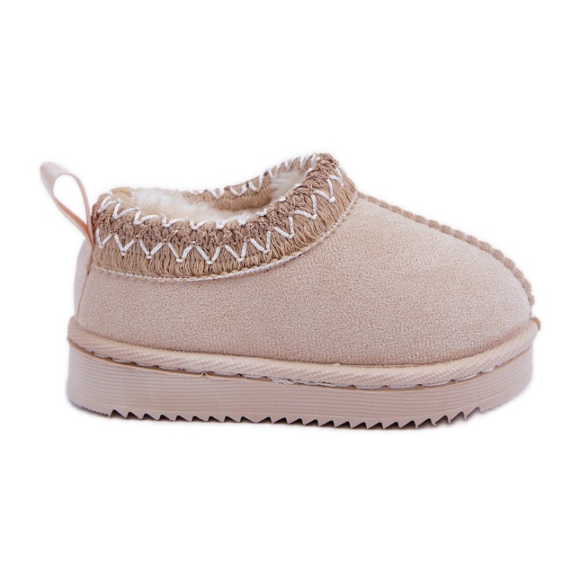 Doposci per bambini sulla piattaforma, foderati in pelliccia, beige chiaro
