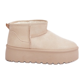 Stivali da neve isolati da donna su piattaforma, beige chiaro