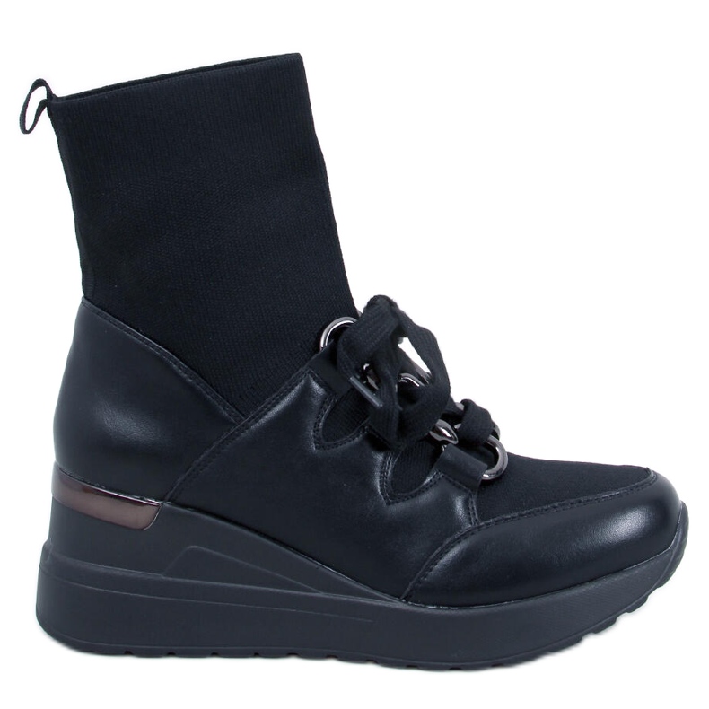 Stivaletti con zeppa con tomaia elastica, neri nero