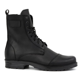 Scarpe polacche da uomo alte in pelle 2118/2 POLBUT nere nero