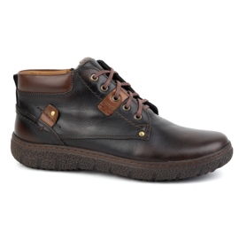Kampol Scarpe invernali da uomo in pelle isolante 108/K marrone