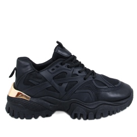 Scarpe sportive nere da donna con suola spessa nero