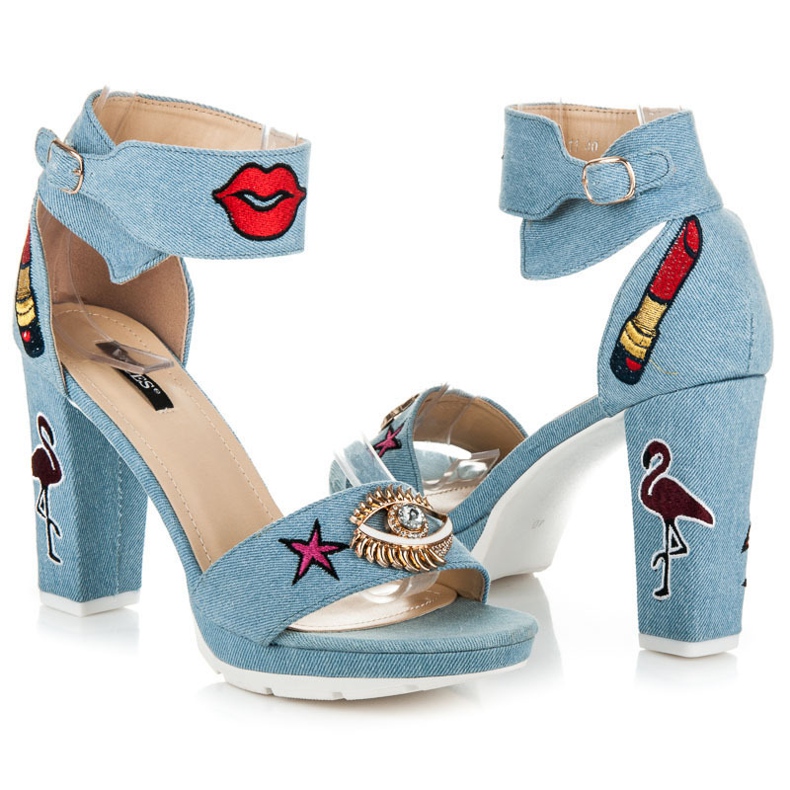 Vices Sandali In Denim Con Toppe blu