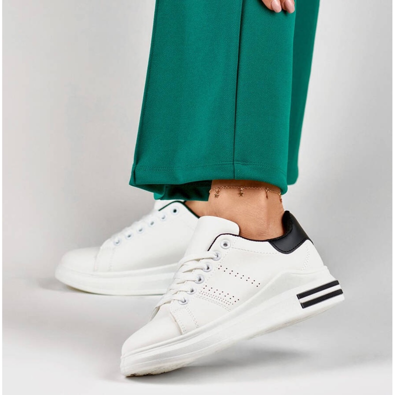 Sneakers platform da donna, bianche 85-710W/B bianca