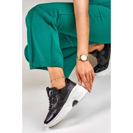 Sneakers con plateau da donna, nere, 23-7B nero