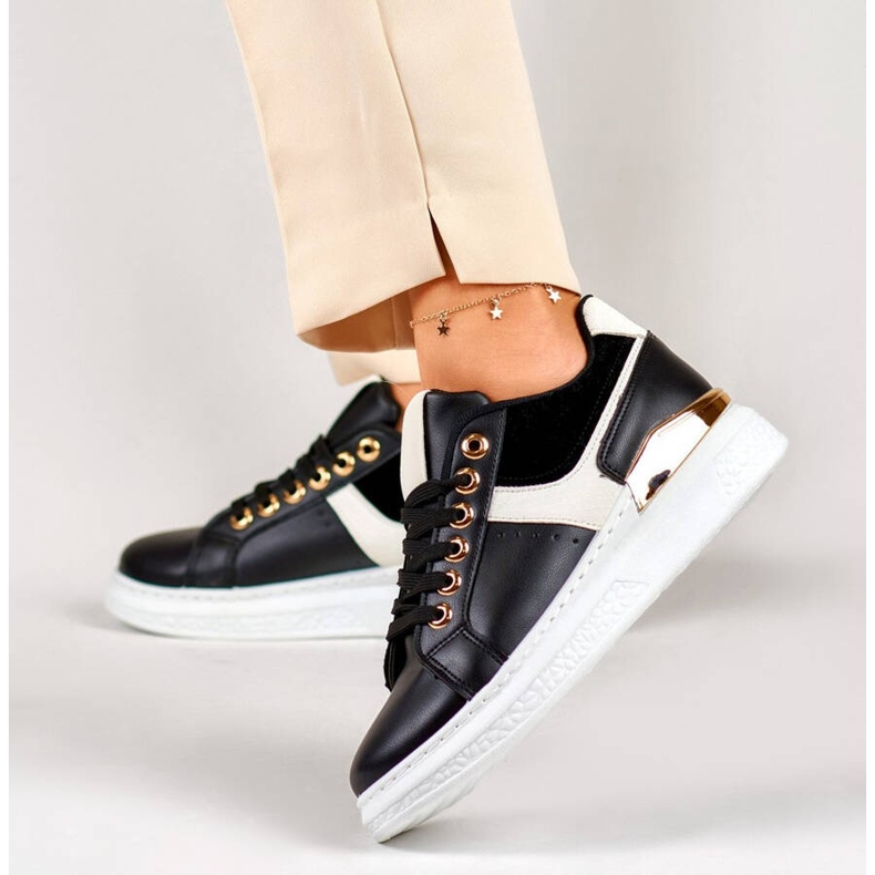 Sneakers platform da donna, nere JF3060B nero