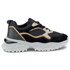Sneaker da donna con suola spessa, nera 9062-B nero