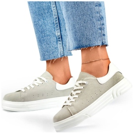 Scarpe sportive da donna in pelle, grigio GD-XF-113G