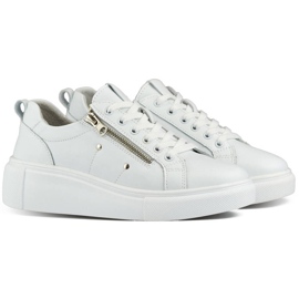 Scarpe sportive da donna con plateau in pelle, colore bianco GD-LX1001W bianca