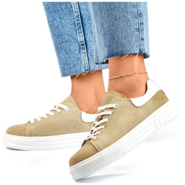 Goodin Scarpe sportive da donna in pelle beige GD-XF-113BE