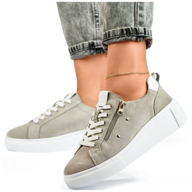 Goodin Scarpe sportive da donna in pelle con plateau, grigio GD-LX1001G