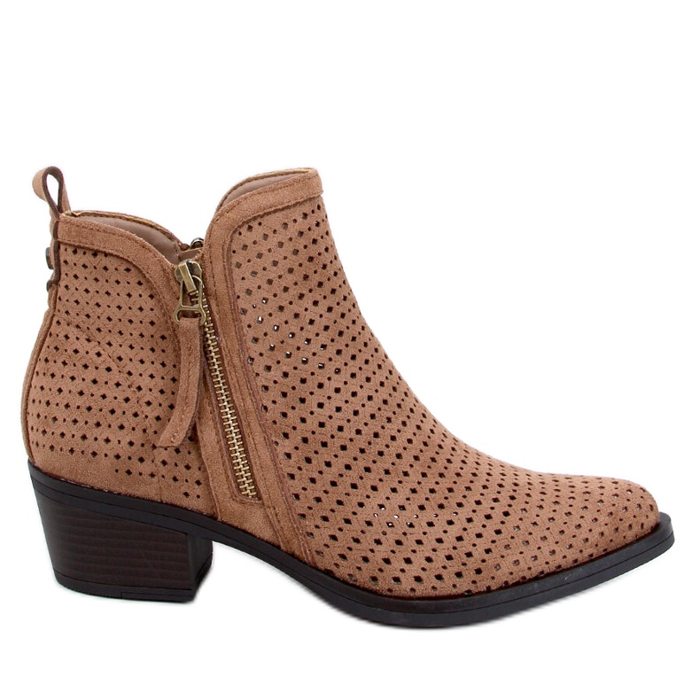 Stivali texani traforati da donna, colore beige marrone