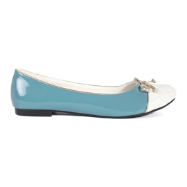 Goodin Ballerine da donna in vernice blu con fiocco argento