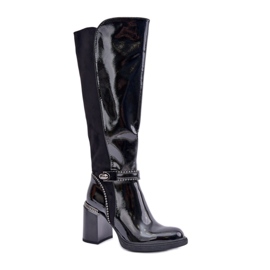 Stivali da donna in vernice Da MR880-055 neri nero