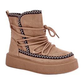 Stivali da neve isolati da donna MD1094-8 beige marrone