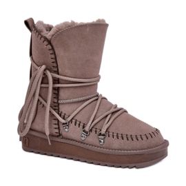 D.Franklin Stivali da neve da donna con pelliccia DFSH375004, beige