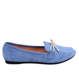 Mocassini da donna in camoscio con fiocco, colore blu