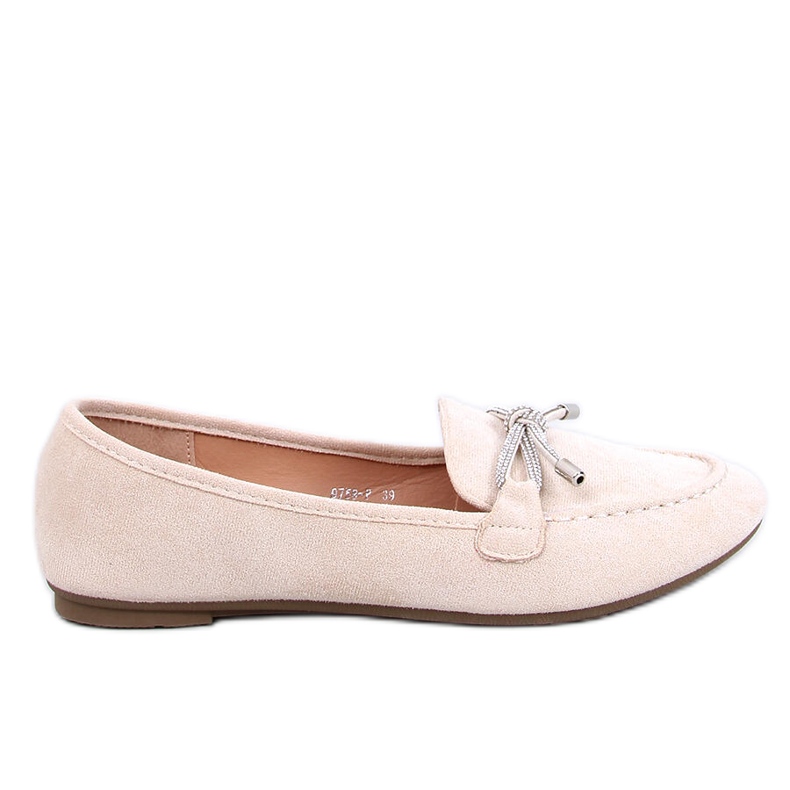 Mocassini da donna in camoscio con fiocco, colore beige