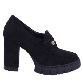 Scarpe da donna con tacco e plateau con decorazione nero