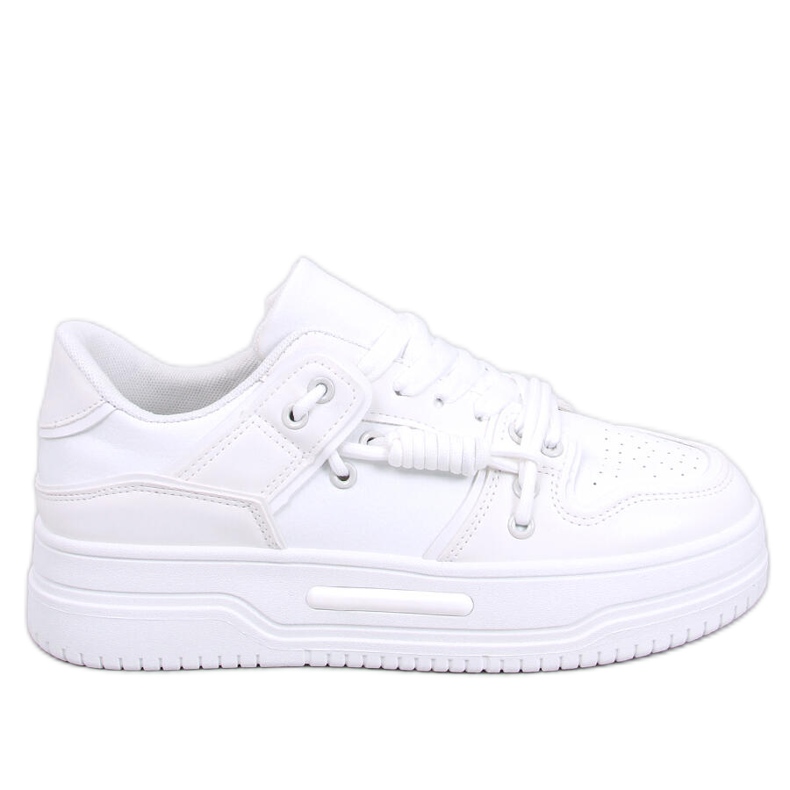 Sneakers bianche da donna con suola alta bianca
