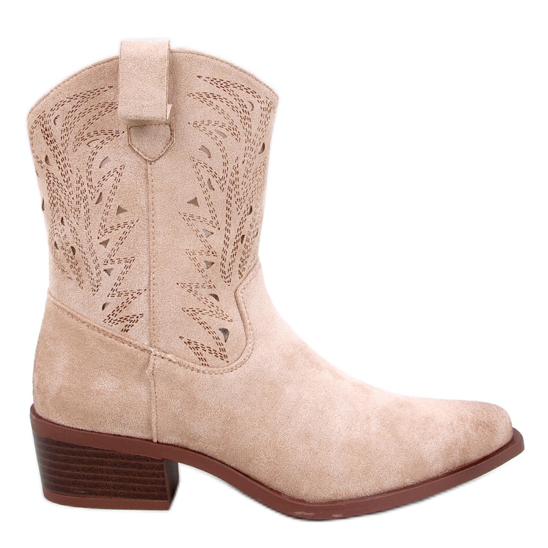 Stivali da cowboy traforati beige da donna