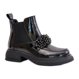 Stivali da donna con decorazione 24BT15-7453 neri nero