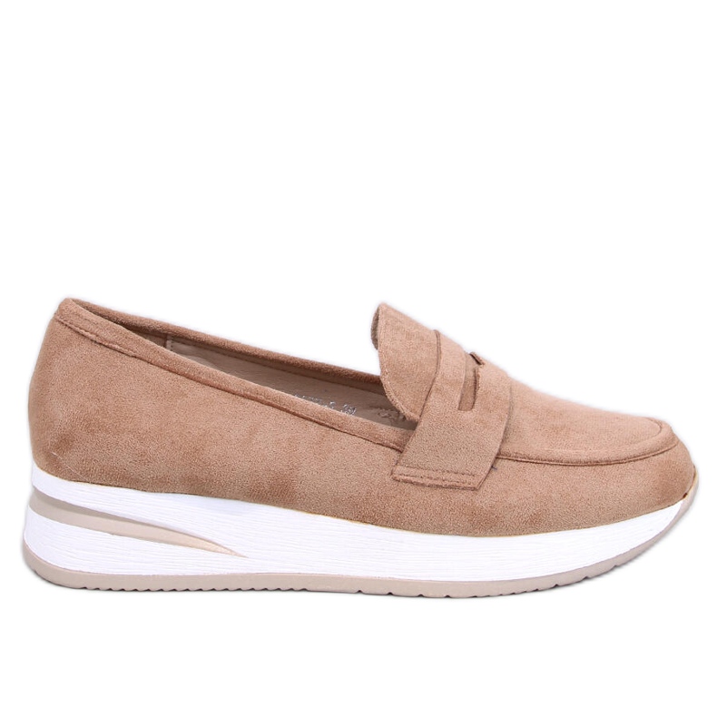 Mocassini da donna con zeppa color cammello marrone
