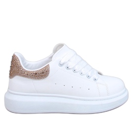 Sneakers con plateau bianche e dorate bianca