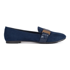 Ballerine in camoscio blu navy con fibbia