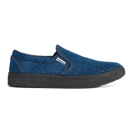Sneaker slip-on blu glitter
