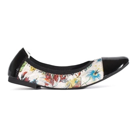 Goodin Ballerine con motivo floreale e punta in vernice nero