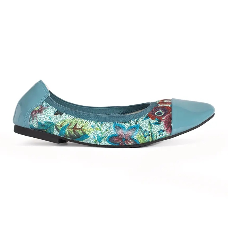 Goodin Ballerine con motivo floreale e punta in vernice blu