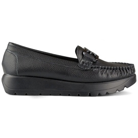 Mocassino da donna con suola spessa, nero 24-21339B